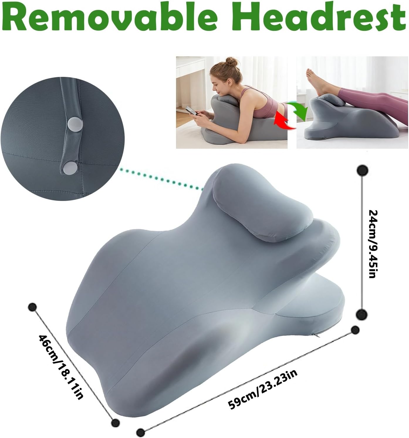 RSN Ergonomic Memory Foam Wedge Pillow, 27° Angled Support for Neck, Back

