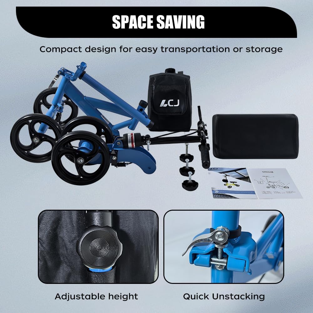 LCJ Knee Scooter Knee Walker for Adults, Foot Surgery Knee Roller with Braking

