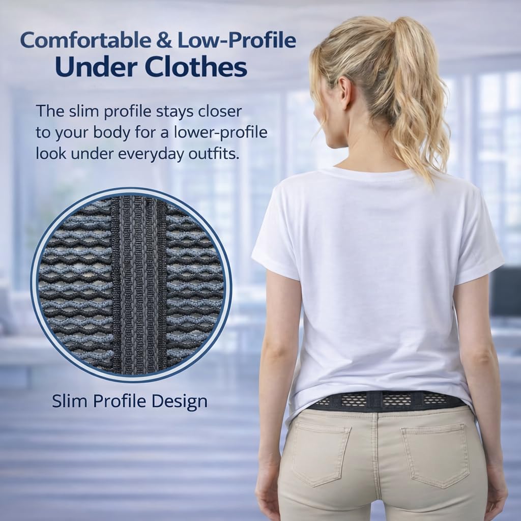 Adjustable Breathable Lumbar Support Back Brace for Women, Low-Profile Belt


