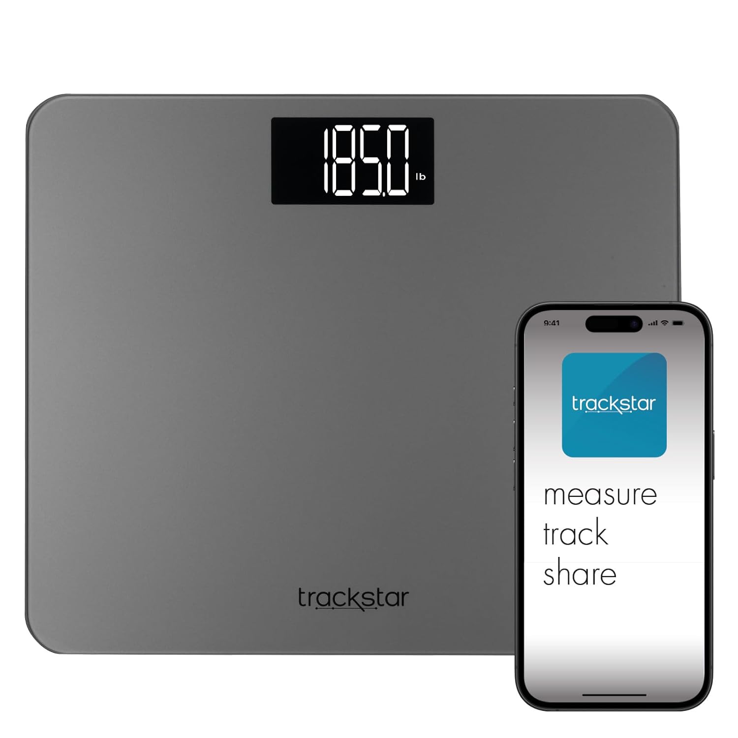 trackstar Wide-Platform Digital Weight Scale with Bluetooth, 550 lb Capacity App


