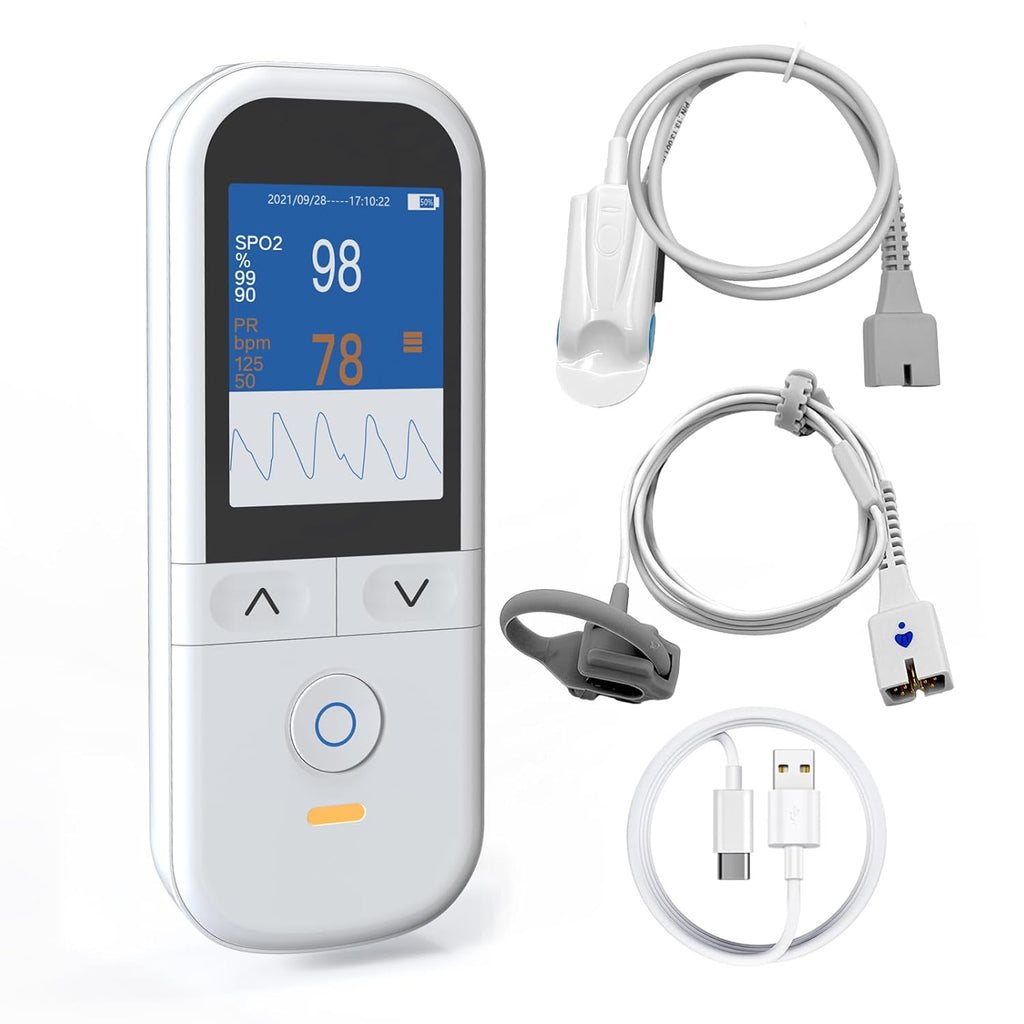 Handheld Pulse Oximeter with SpO2 Pulse Alarm, Finger and Foot Sensors, OLED


