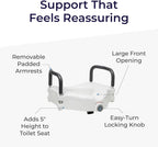 Drive Medical 2-in-1 Raised Toilet Seat with Removable Padded Arms, 5in Lift, Locking


