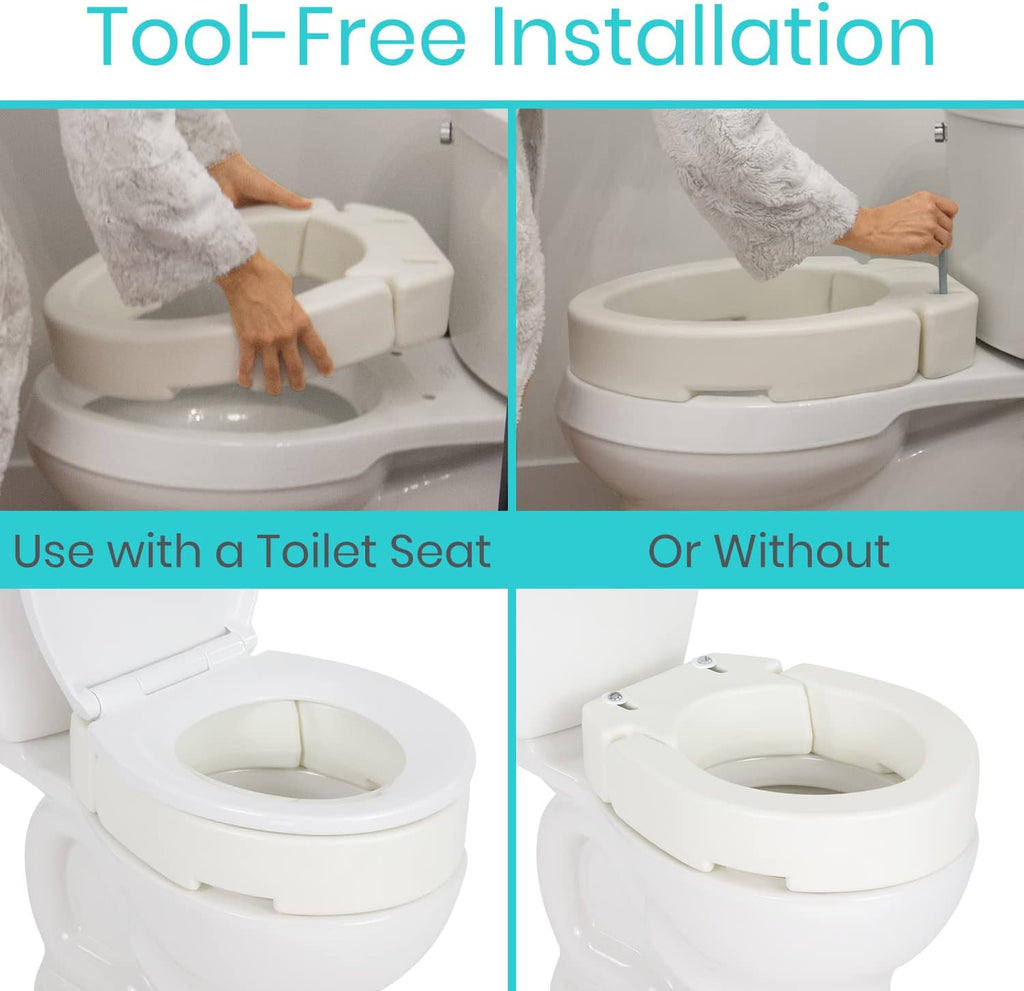 Vive Raised Toilet Seat Riser and Extender, Elevated Toilet Seat Booster for Adults

