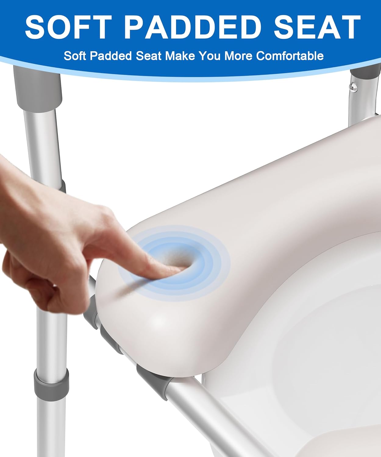 HOMLAND Raised Toilet Seat with Handles, Adjustable Height & Width, Padded Riser

