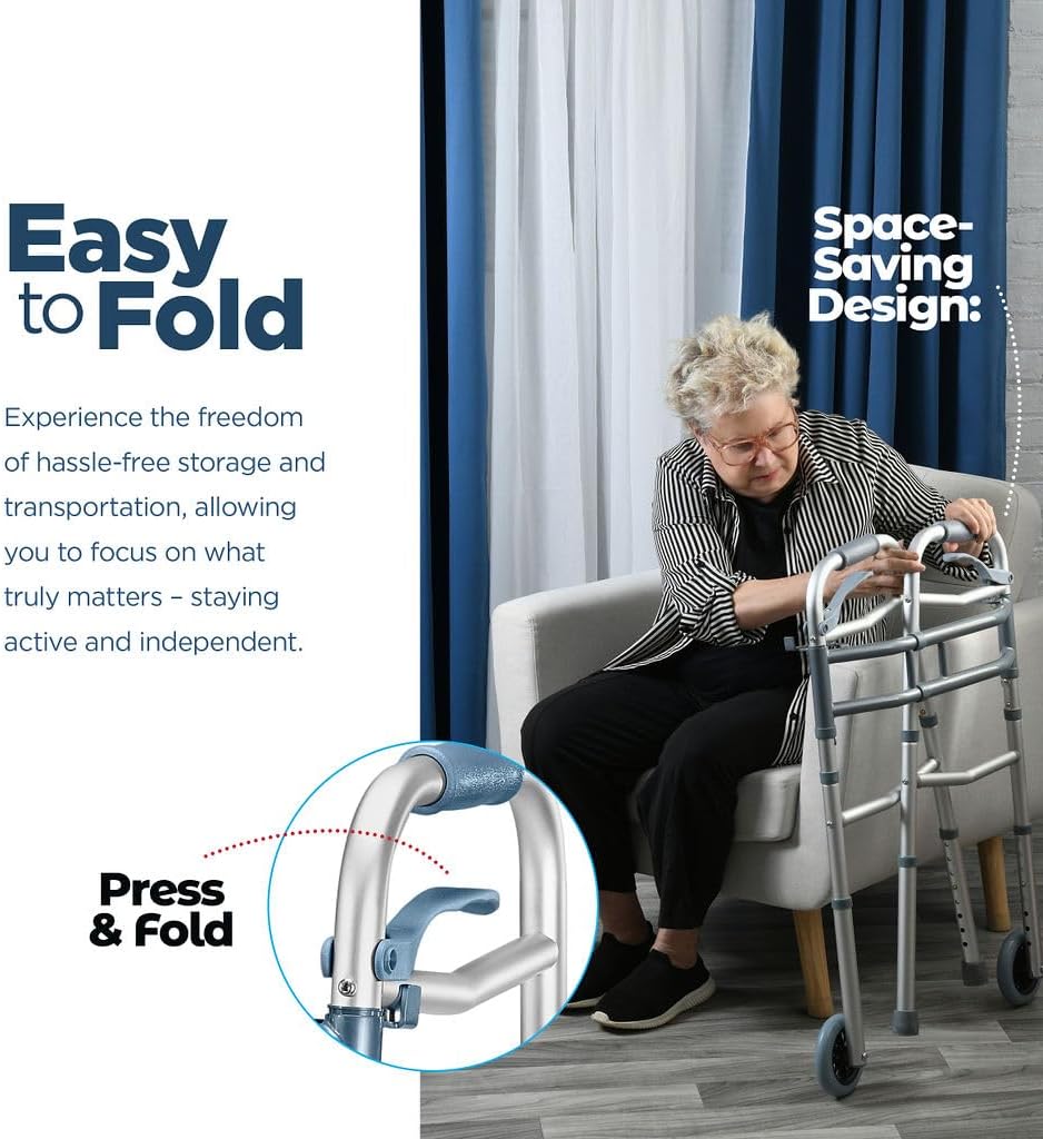 Medical King Walkers for Seniors with Wheels, Aluminum Lightweight Rolling Walker

