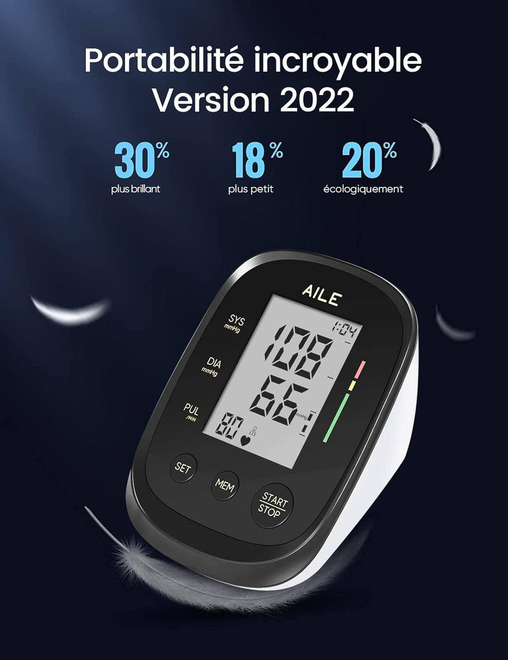 AILE Upper Arm Blood Pressure Monitor with Large Cuff, Automatic BP Machine

