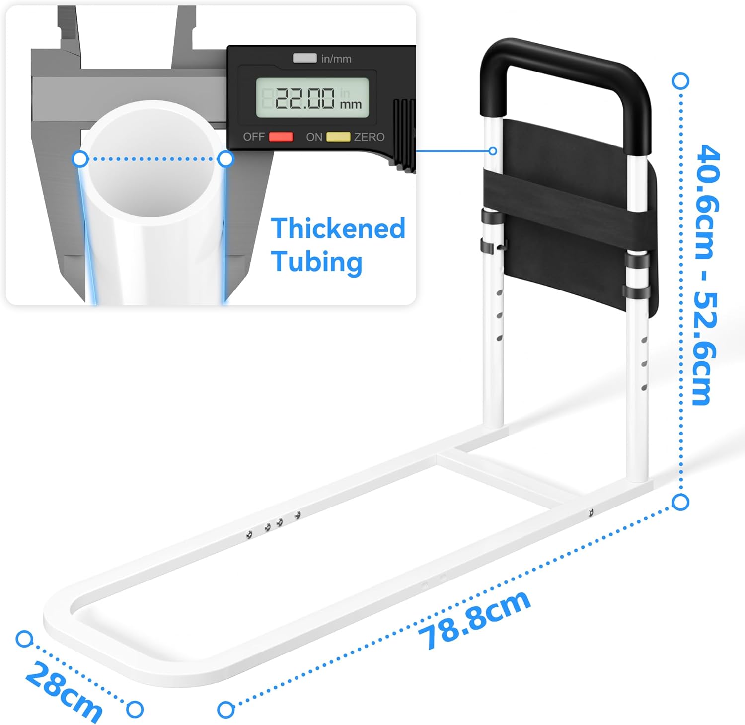 Bed Rails for Elderly Adults, Adjustable Bedrail with Non-Slip Handle and Storage Pocket

