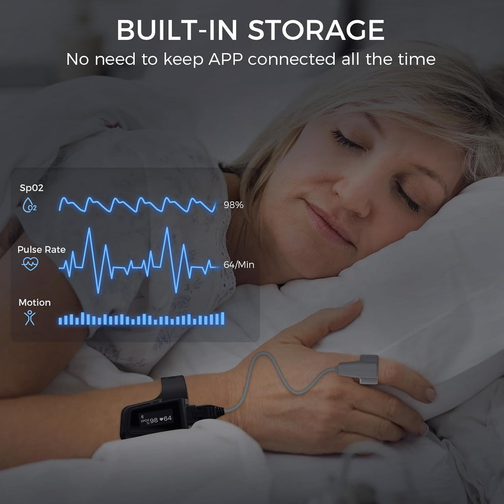 Wellue Wrist Pulse Oximeter for Blood Oxygen (SpO2) and Pulse Rate Recording, 100-Hour

