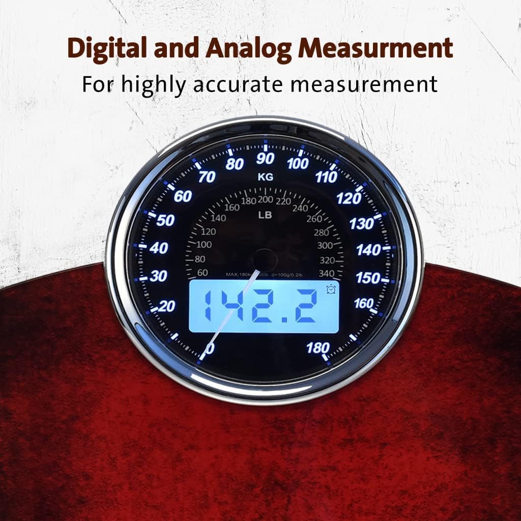 EILISON 2-in-1 Digital & Analog Bathroom Weighing Scale, 400 lb, Tempered Glass

