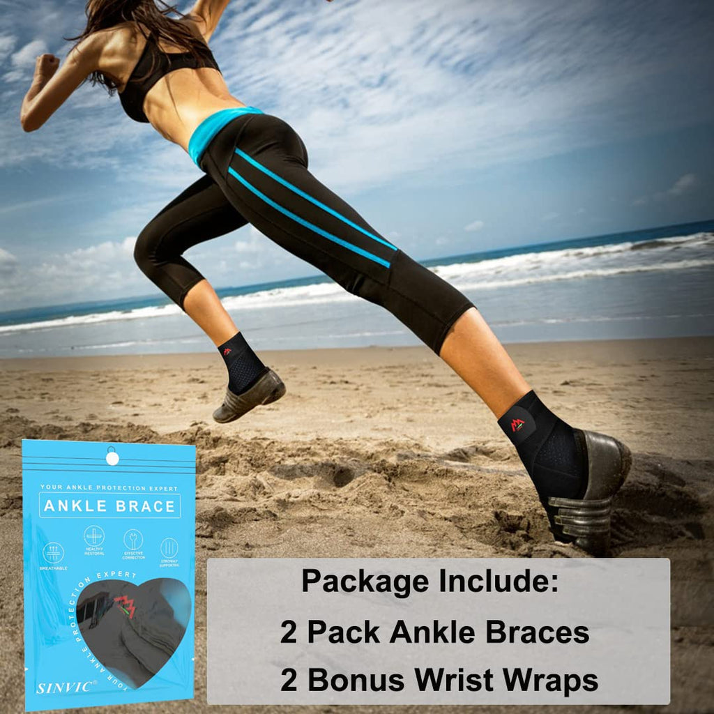 Sinvic Adjustable Ankle Brace for Sprained Ankle, Breathable Neoprene Support

