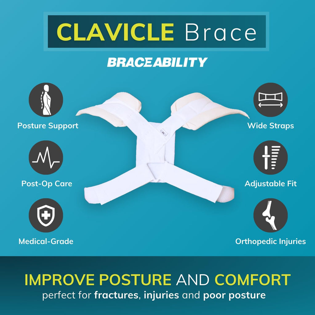 BraceAbility Clavicle Support Brace Figure 8 Upper Back Posture Corrector for Shoulder

