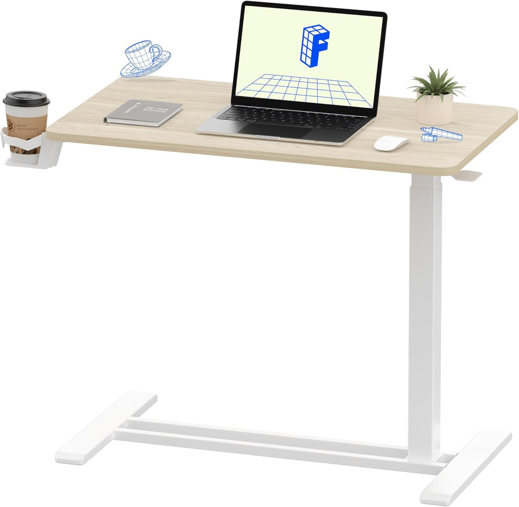 Flexispot H7 Adjustable Overbed Bedside Table with Wheels, Rolling Laptop Desk

