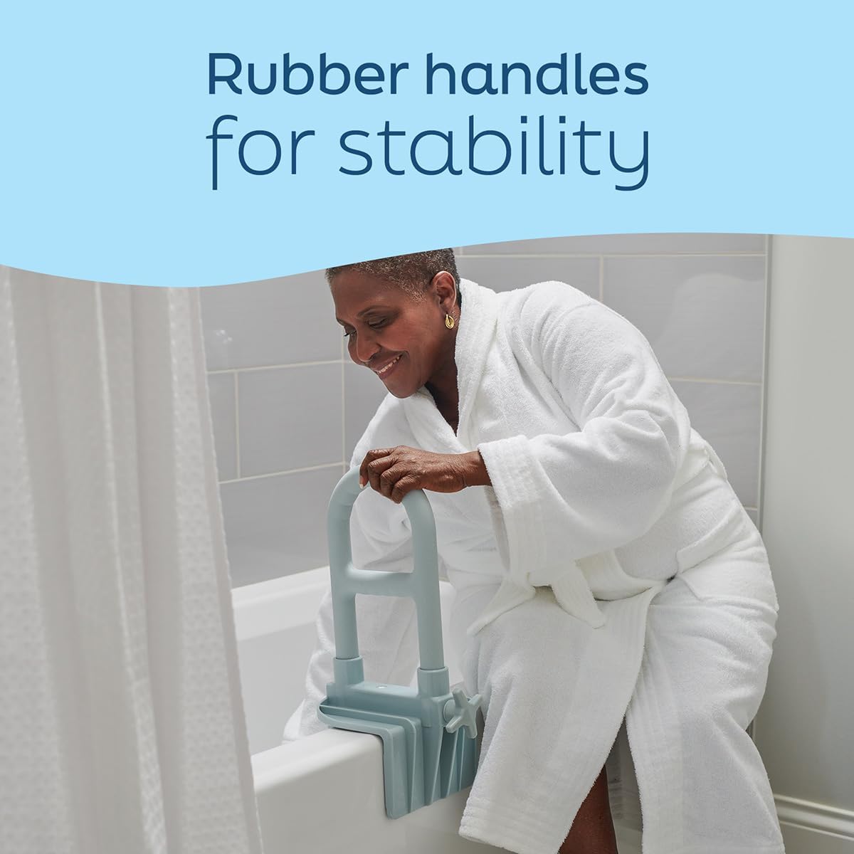 Medline Microban Bathtub Grab Bar, Non-Slip Shower Wall Support Handle

