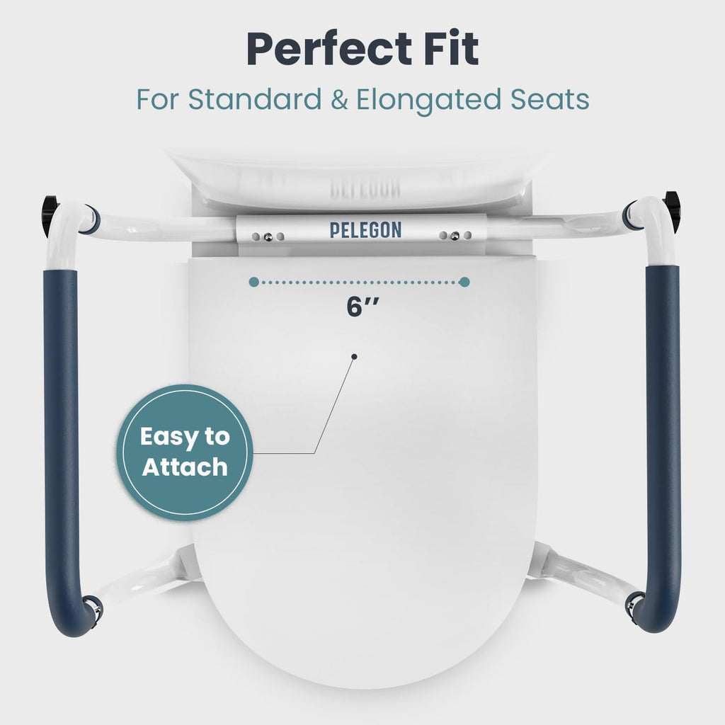 PELEGON Adjustable Toilet Safety Rails L-Shape Design, 250 lb Toilet Grab Bars

