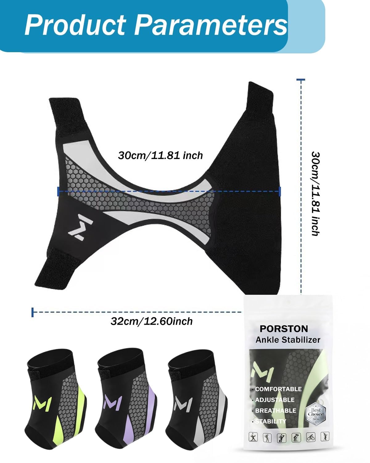 Ankle Compression Brace Sleeve Lace-Up Adjustable Sports Orthopedic Support

