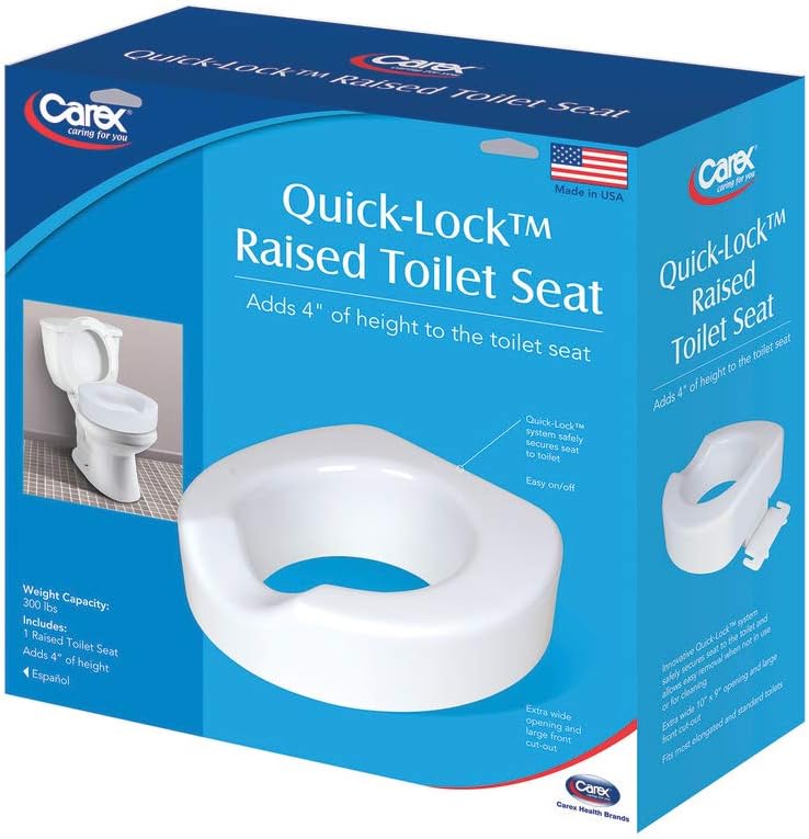 Carex Toilet Seat Riser with Quick-Lock, Raised Height for Standard Toilets

