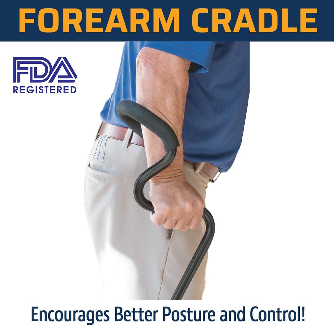 StrongArm Comfort Forearm Brace Adjustable Walking Cane, Lightweight Support

