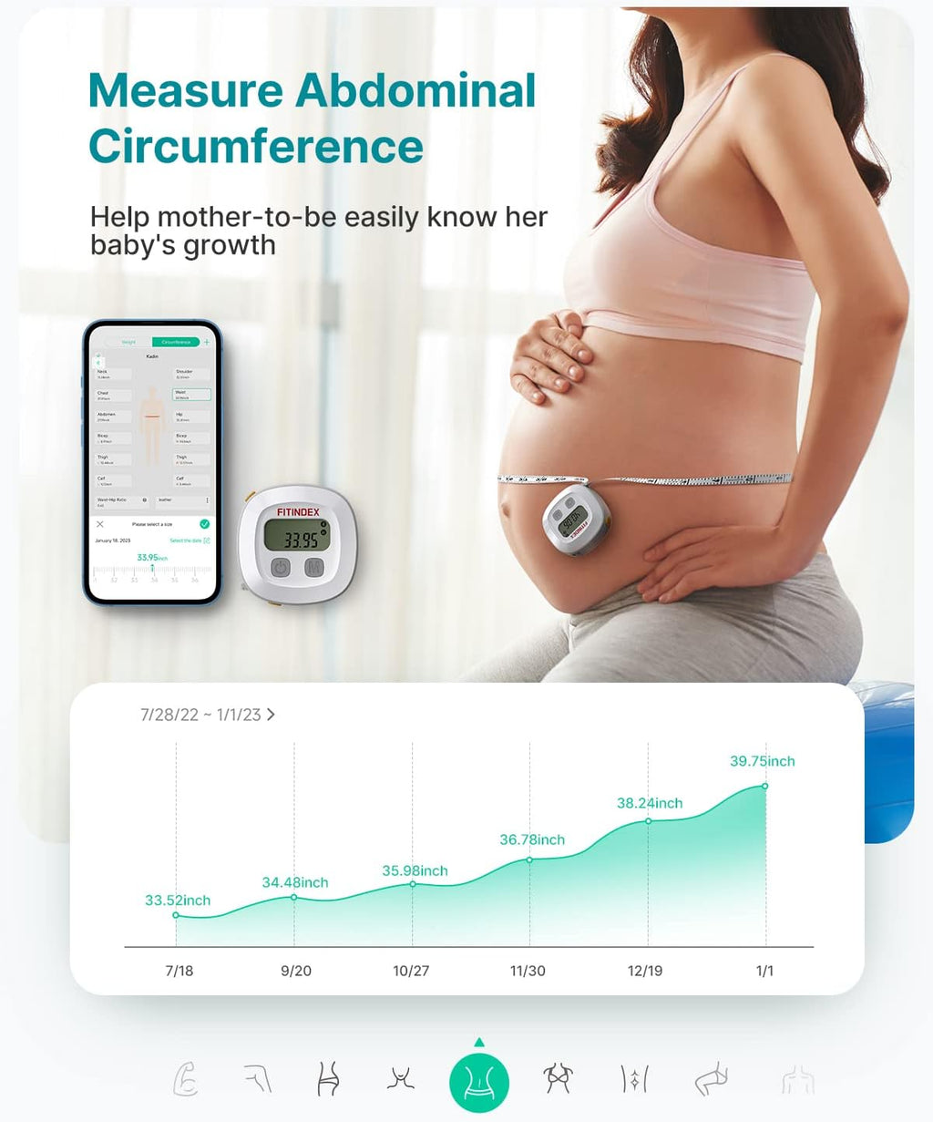 Fitindex Retractable Smart Measuring Tape with LED Display for Body Measurements

