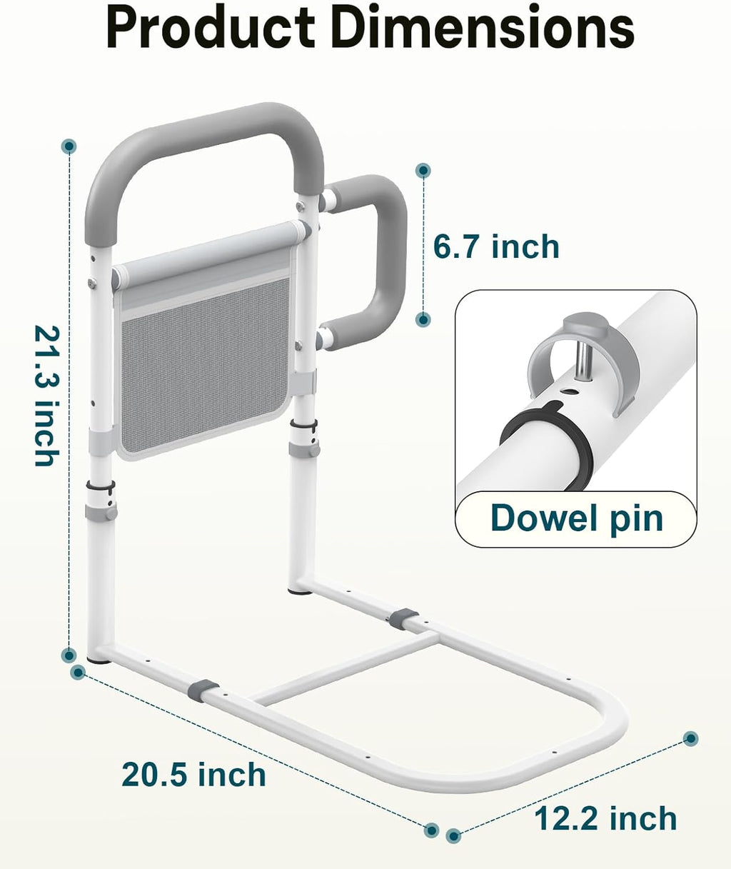 ONTHEWEI Bed Rails for Elderly Adults Safety, Dual Non-Slip Handle, Storage Pouch

