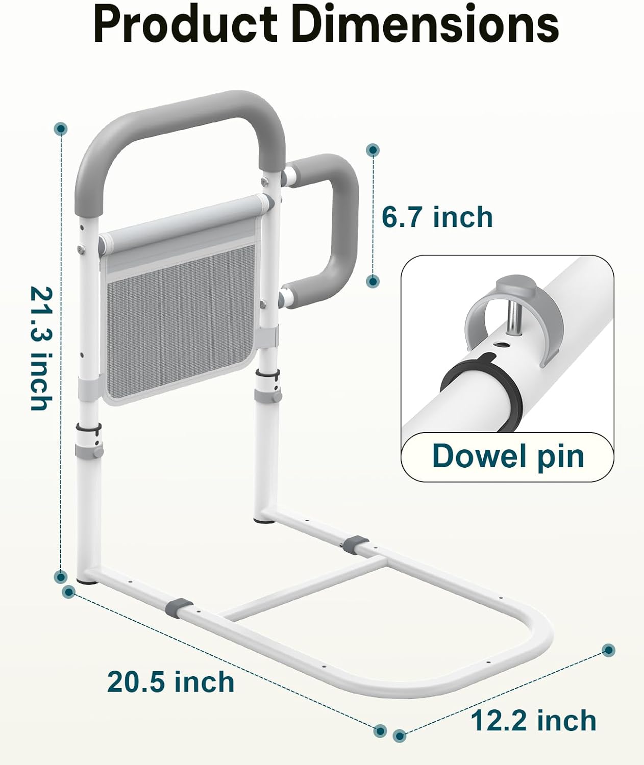 ONTHEWEI Bed Rails for Elderly Adults Safety, Dual Non-Slip Handle, Storage Pouch

