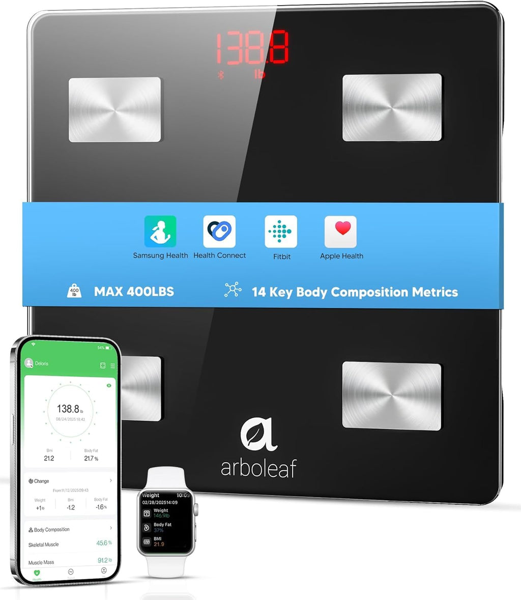 Arboleaf Smart Scale with Bluetooth Body Composition Analyzer, 14 Metrics, BMI

