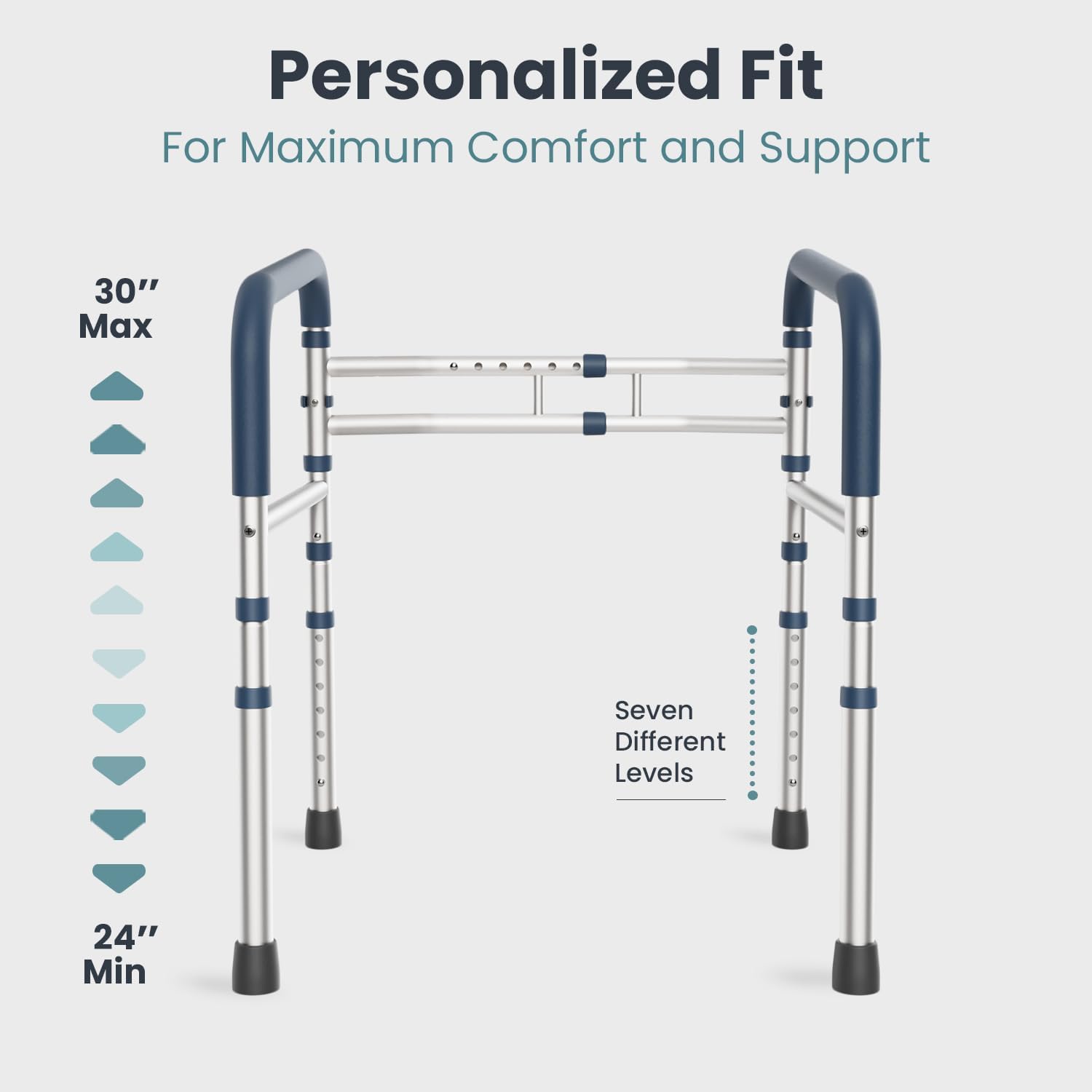 PELEGON Toilet Safety Rails 350 lb Adjustable Toilet Grab Bar Frame

