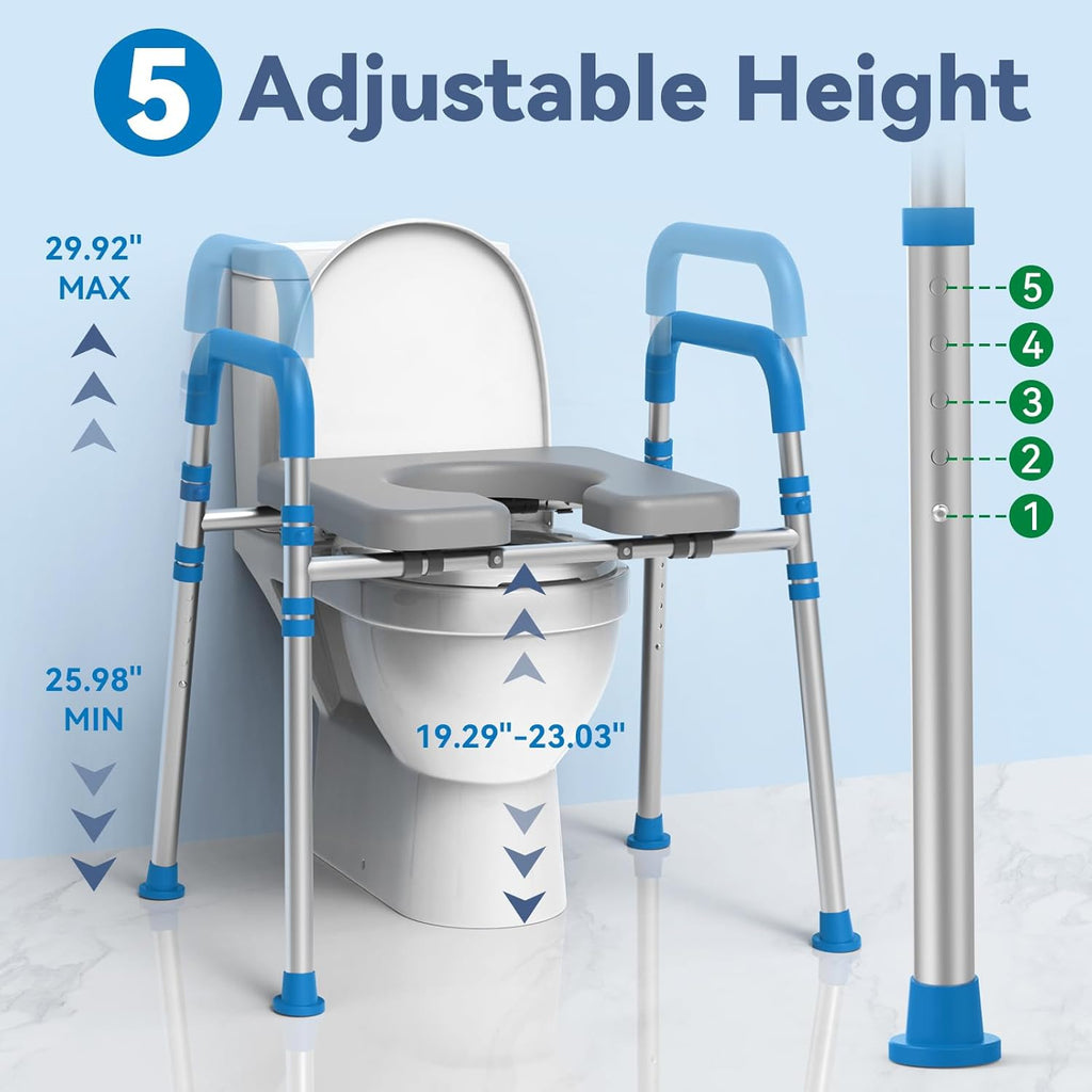 Loyoda Raised Toilet Seat with Handles, Padded Toilet Seat Riser for Seniors

