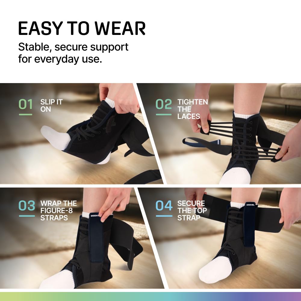 Modvel Slim Lace-Up Figure 8 Ankle Brace, Adjustable Ankle Support Wrap

