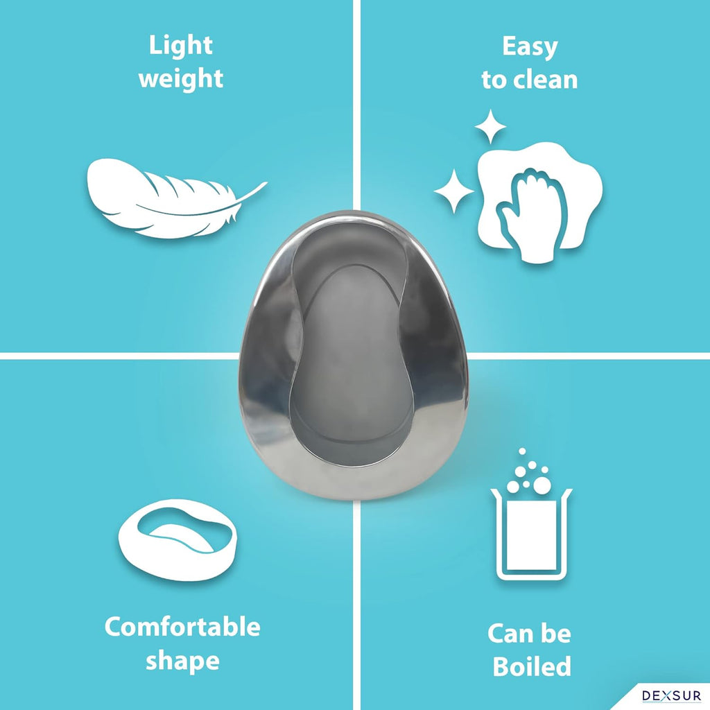 DEXSUR Autoclavable Stainless Steel Bedpan for Adults, Heavy Duty Medical Bed Pan

