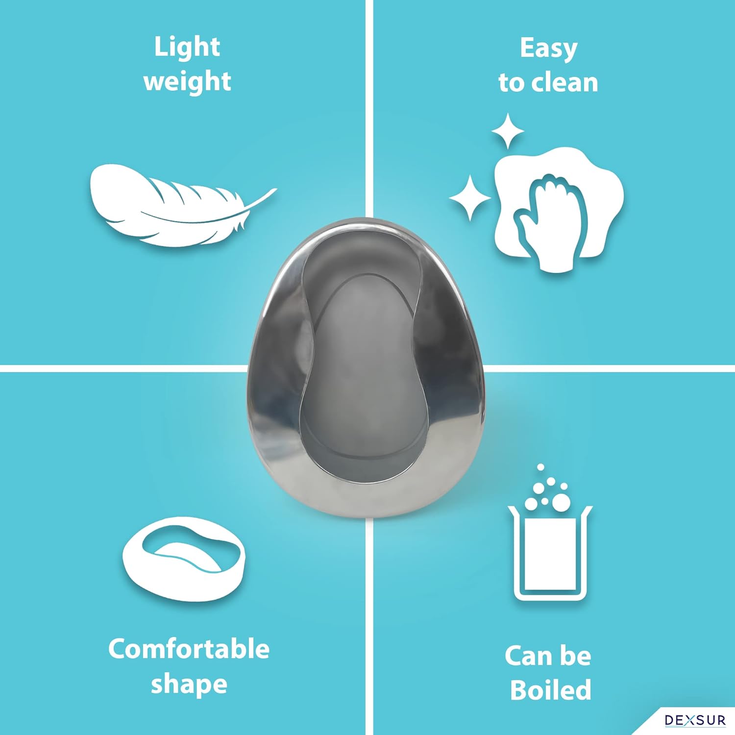 DEXSUR Autoclavable Stainless Steel Bedpan for Adults, Heavy Duty Medical Bed Pan

