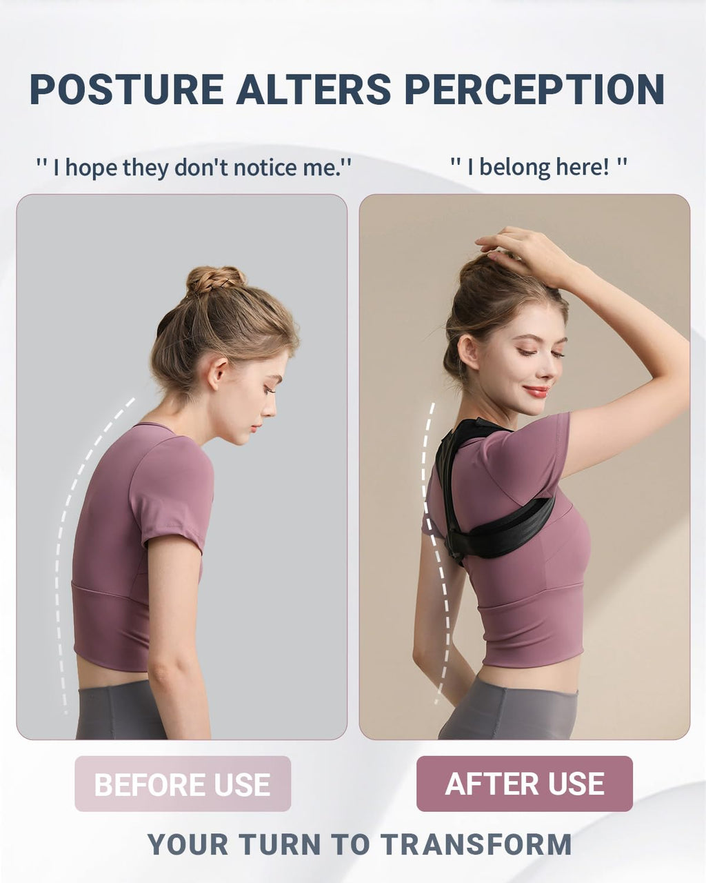 Upper Back Brace Posture Corrector for Women, Adjustable Thoracic Back Support

