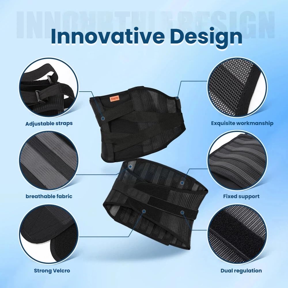 Aisenth Lumbar Back Brace for Sciatica Relief, Adjustable Straps, Breathable Support

