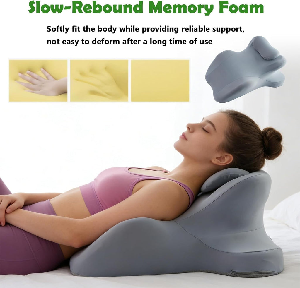 RSN Ergonomic Memory Foam Wedge Pillow, 27° Angled Support for Neck, Back

