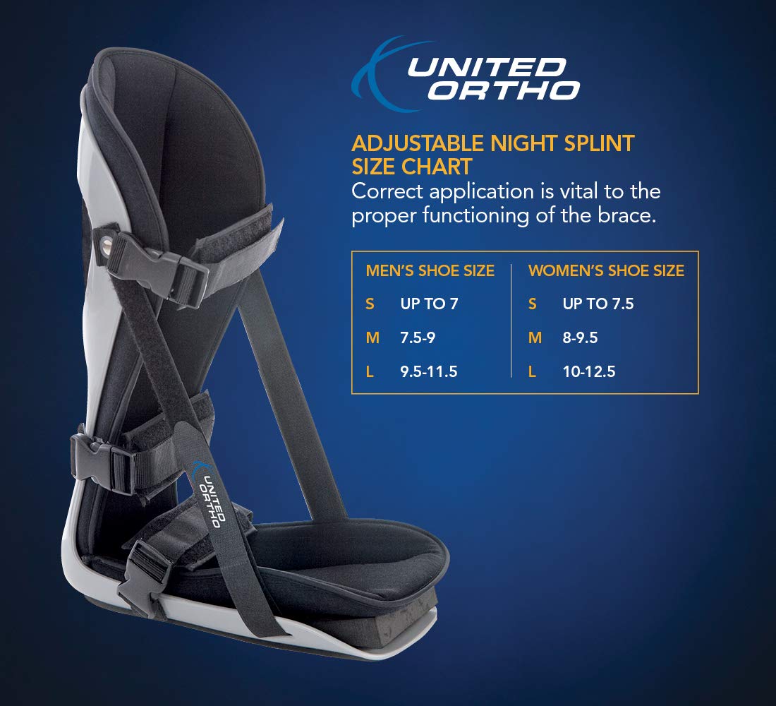 United Ortho Plantar Fasciitis Adjustable Leg Support Brace Night Splint

