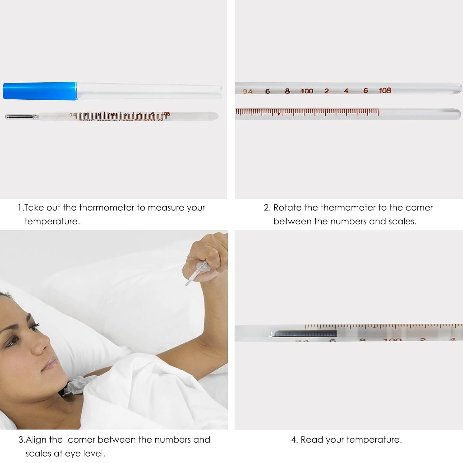 HARIKA LIFE Glass Oral Thermometer for Adults and Kids, Fahrenheit Scale

