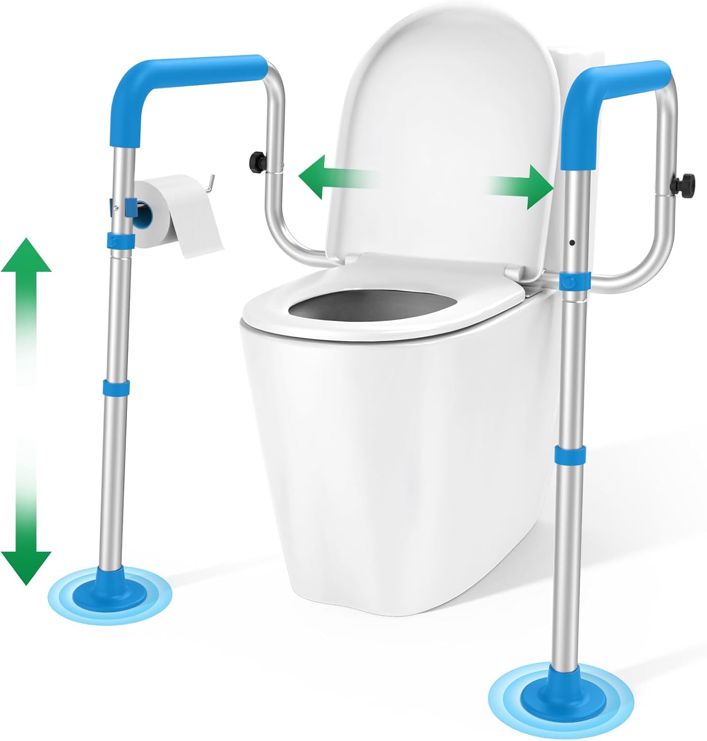 Loyoda Adjustable Toilet Safety Rails with Non-Slip Foot Pads for Straight-Tank Toilets


