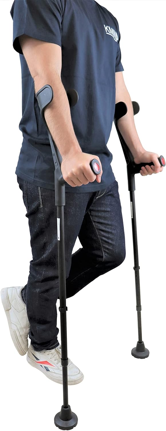 KMINA Forearm Crutches for Adults Open Cuff Adjustable Height Aluminum Orthopedic

