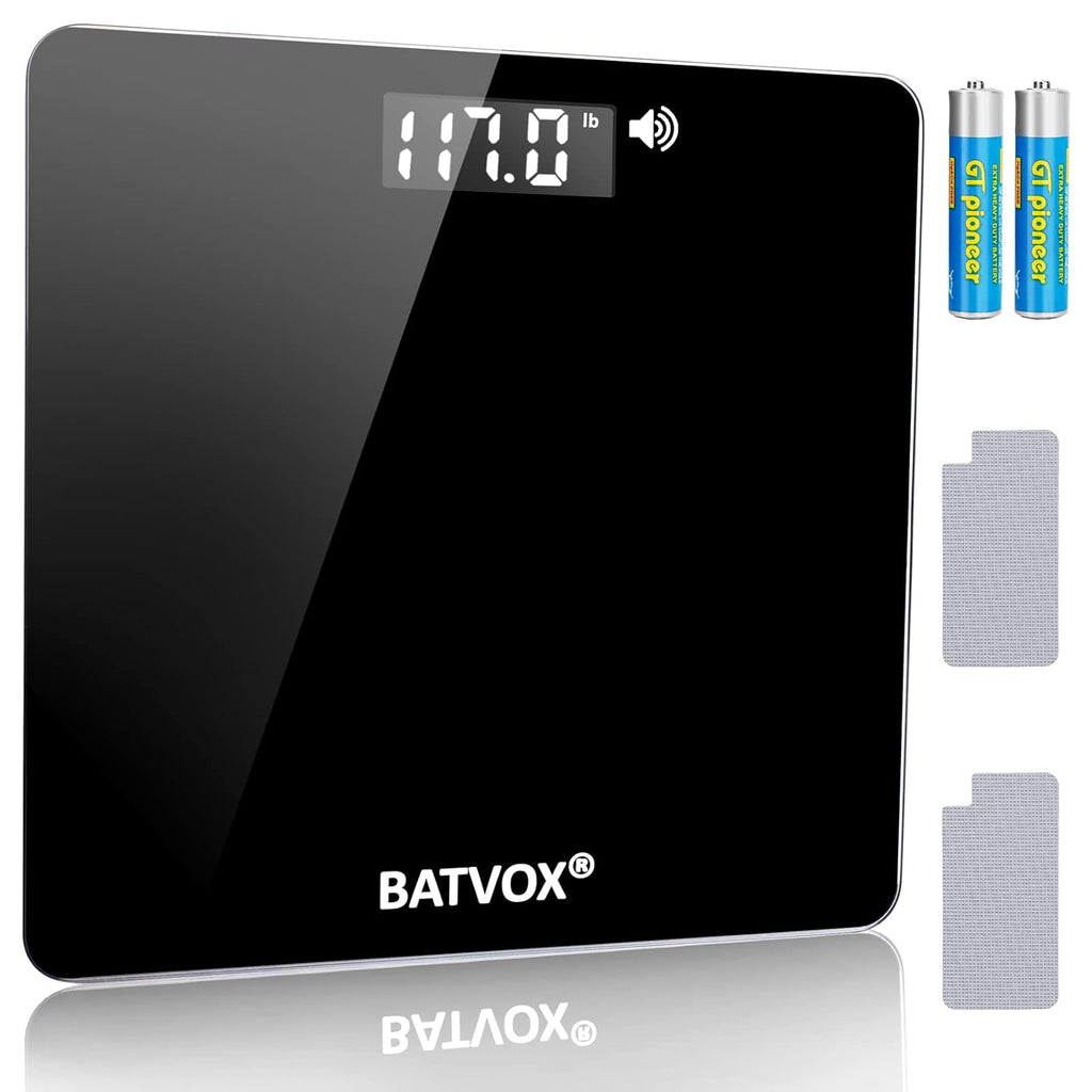 BATVOX Talking Bathroom Scale with Voice, Tempered Glass, Auto On/Off, 400 lb

