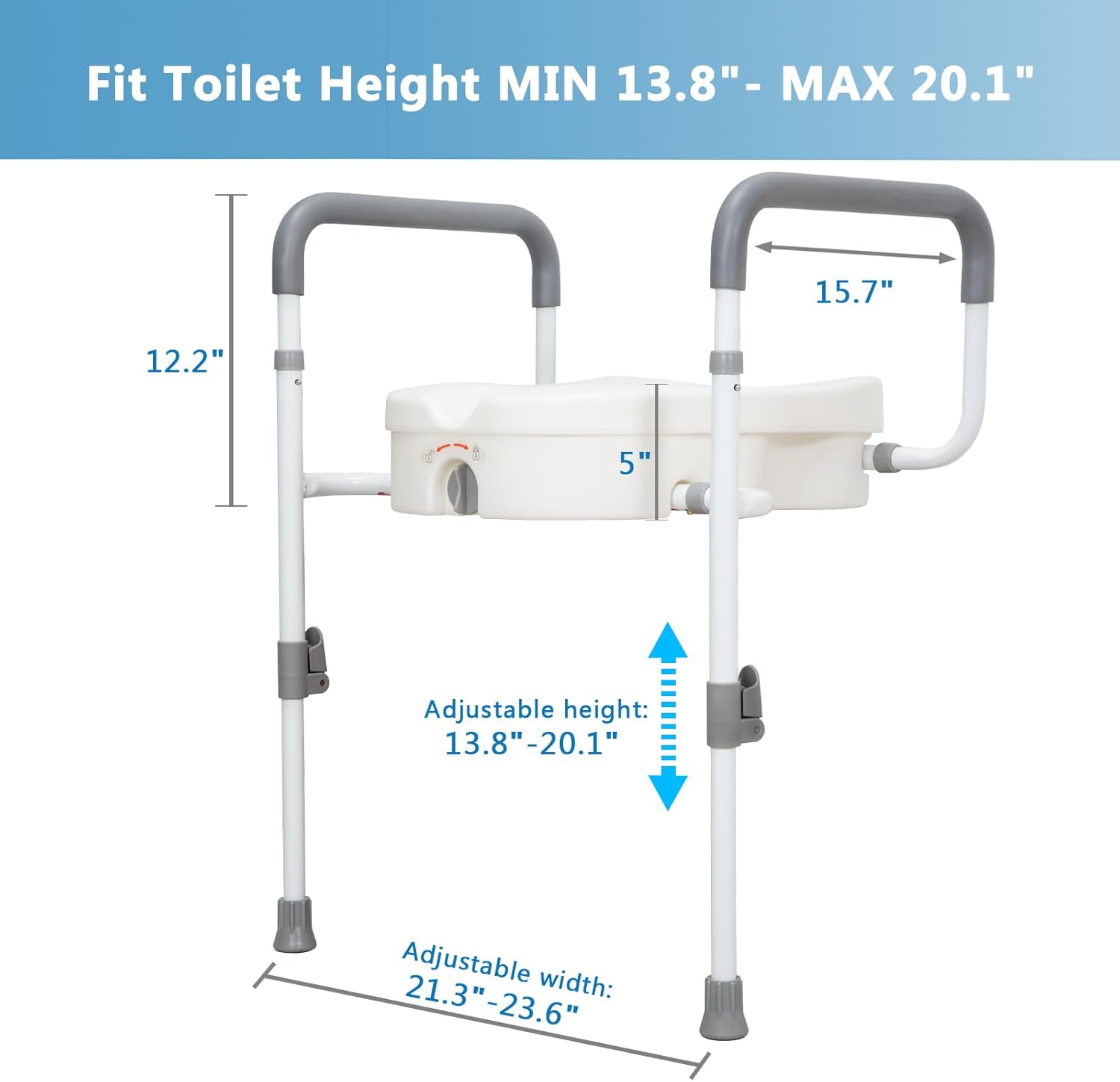 WeHwupe Raised Toilet Seat with Handles and Padded Arms for Elderly Safety

