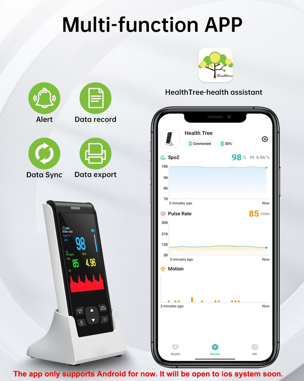 Rechargeable Handheld Finger Pulse Oximeter, SpO2 Oxygen Saturation Monitor

