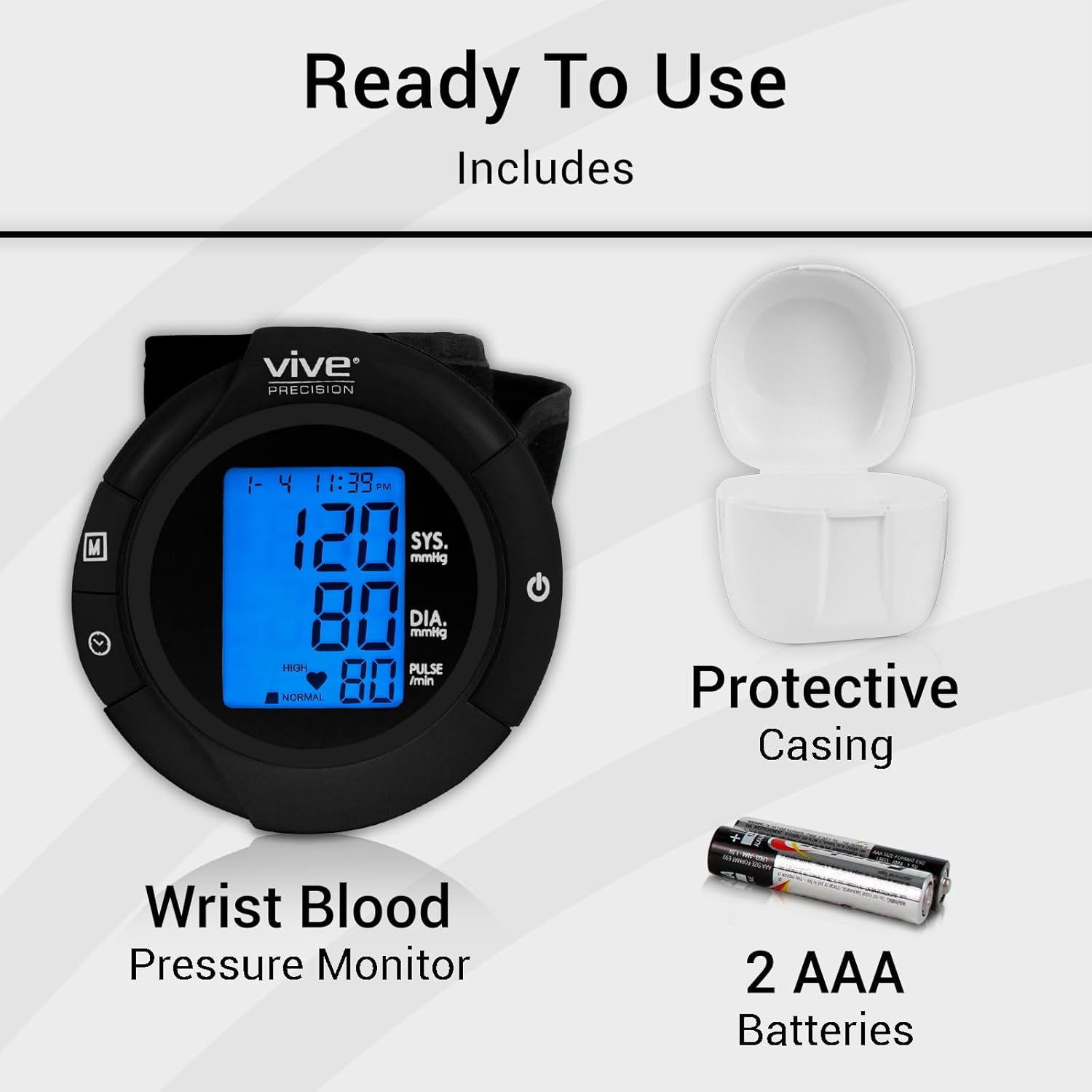 Vive Precision Smart Wrist Blood Pressure Monitor, Digital Cuff for Heart Rate


