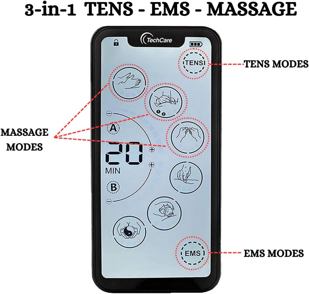 Tehcare Touch X TENS EMS Muscle Stimulator, Dual Channel, Touchscreen, Rechargeable

