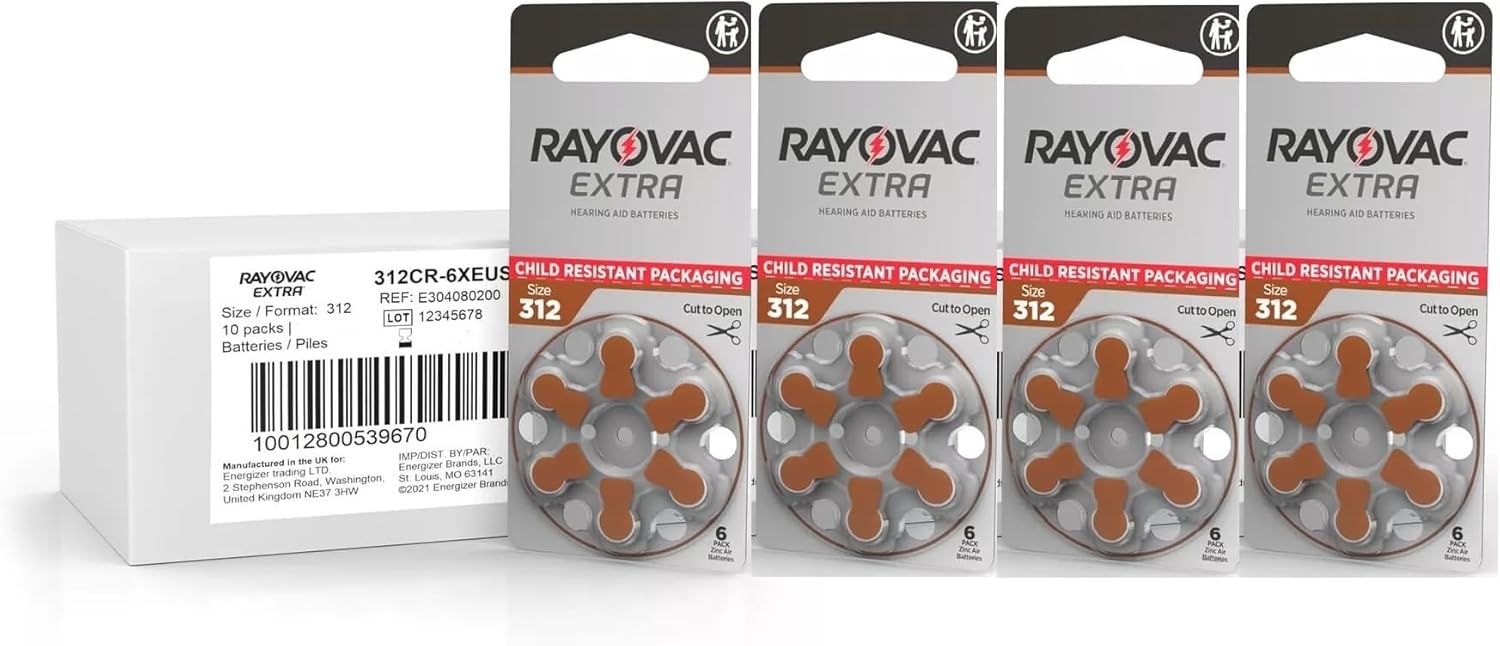 Rayovac 312 Mercury-Free Hearing Aid Batteries, 80 Count

