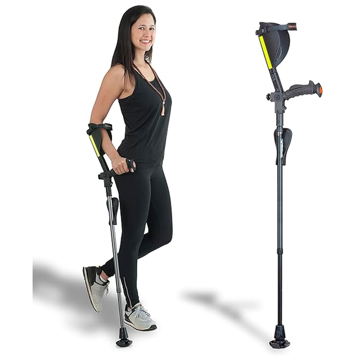 Ergobaum 7G Folding Ergonomic Crutch Walking Cane with Ergocap Tip and LED

