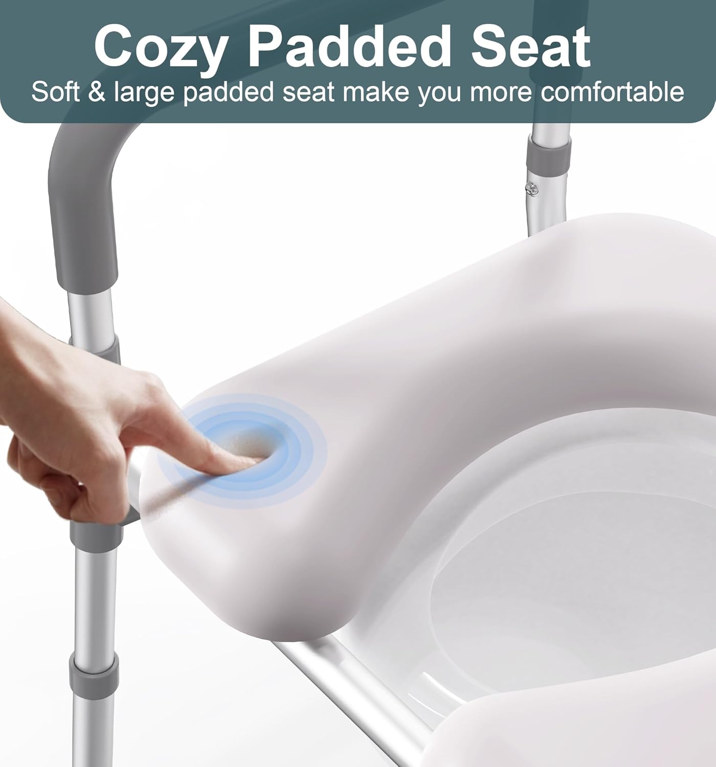 HOMLAND Raised Toilet Seat with Handles, Adjustable Height Toilet Seat Riser

