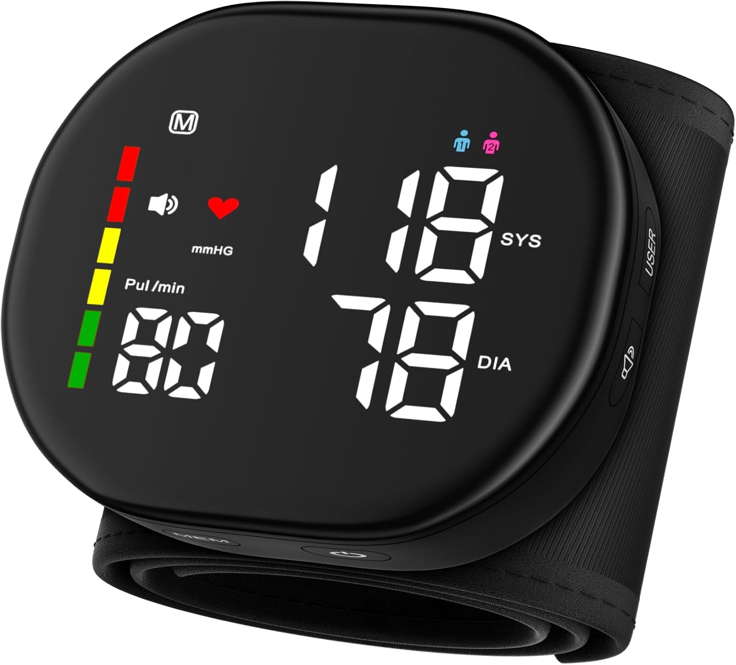 Double love Wrist Blood Pressure Monitor for Home Use, Large LED Dual-User 240 Memory

