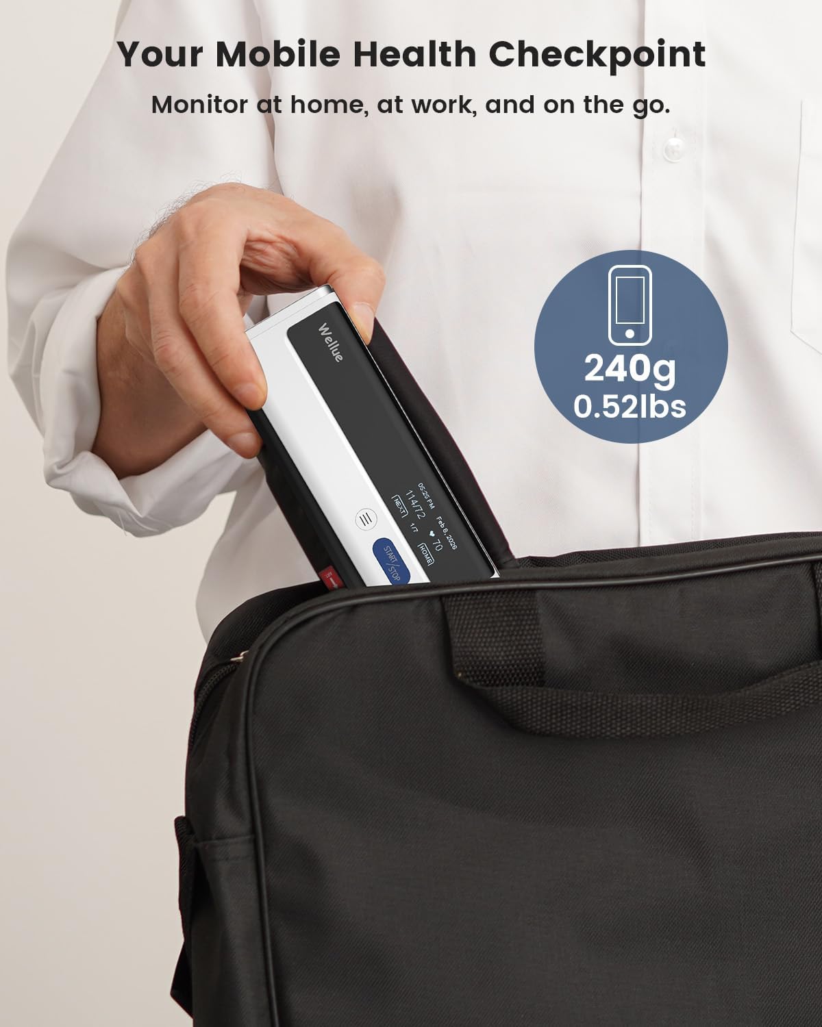 Wellue BP2A Upper Arm Blood Pressure Monitor with Bluetooth, Rechargeable App Sync

