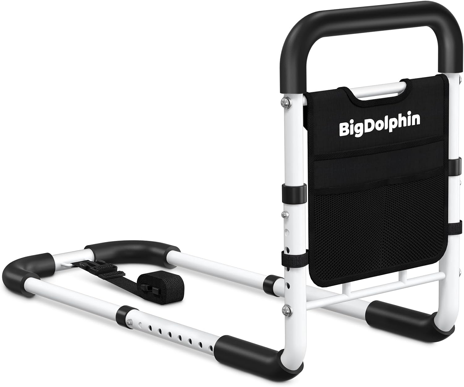 BigDolphin Adjustable Bed Rail for Seniors Safety, Non-Slip Handle, Storage Pocket

