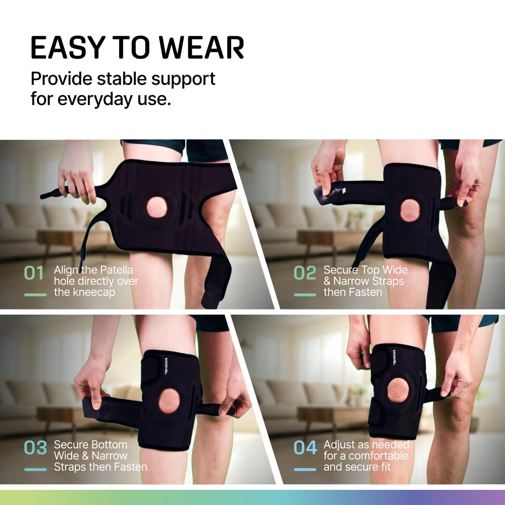 Modvel Knee Brace with Side Stabilizers and Patella Gel Pads, Compression Sleeve

