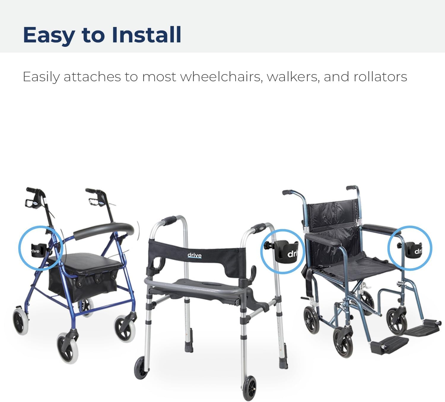 Drive Medical Universal Clamp-On Cup Holder for Walker, Rollator, Wheelchair

